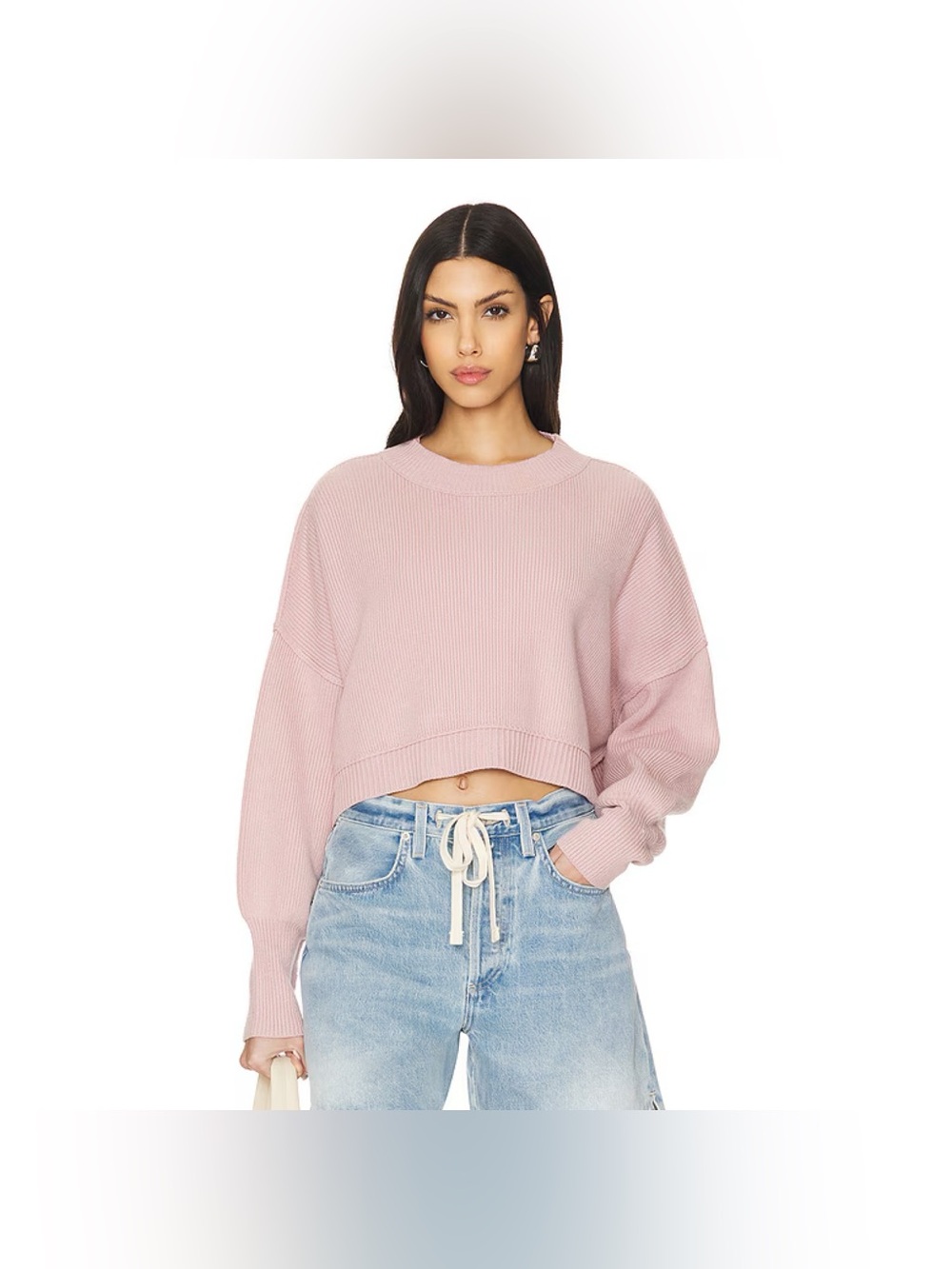 New NWT Women’s Free People Easy Street Crop Pullover Sweater in Mauve (Small)